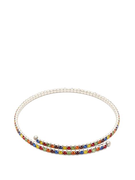 Miu Miu Multicolored Crystal Choker Necklace 